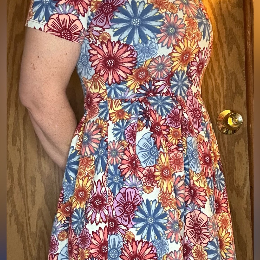 LulaRoe spring floral dress. Size Medium. Flattering, Stretchy and comfortable!